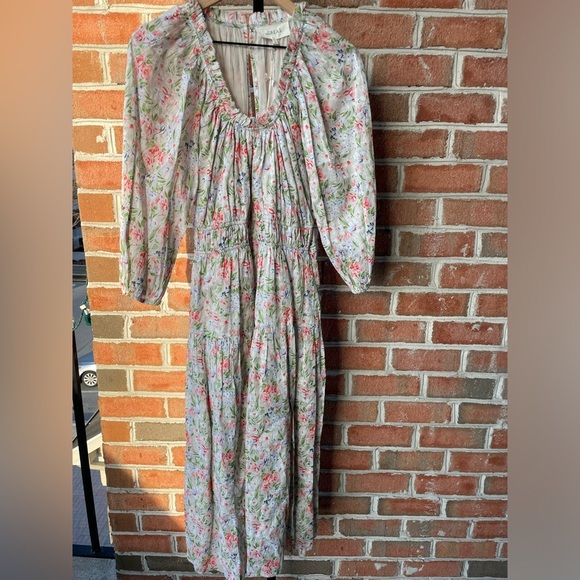 NWT THE GREAT.||
The Moonstone gathered floral-print cotton midi dress, Size Xs - Picture 3 of 8